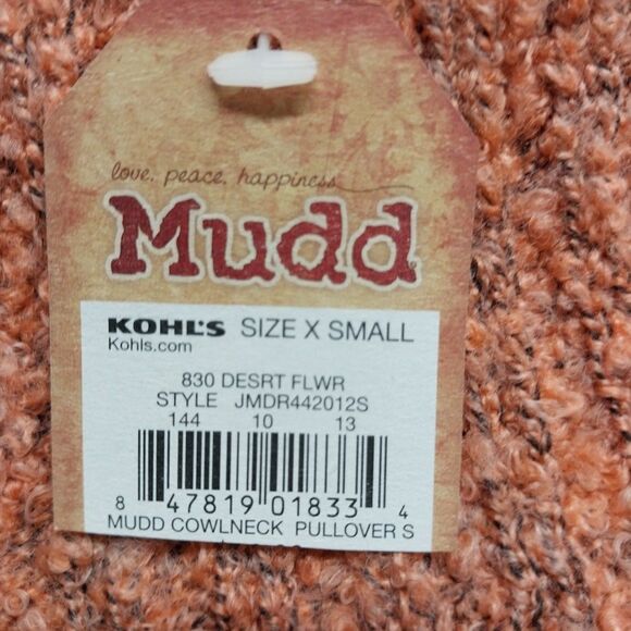 New Mudd Cowl Neck Sweater Juniors Sz XS Cropped Stretch Comfy Boho Chic Warm - Picture 7 of 9
